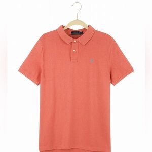 Polo by Ralph Lauren Men's Iconic Coral  Polo Shirt W Light Blue Logo Size XL